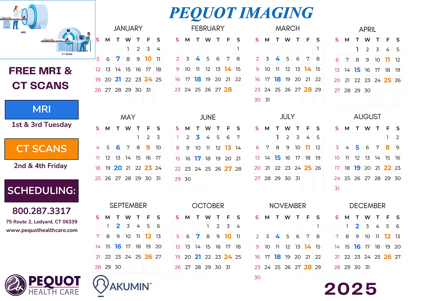 Pequot Imaging 2025 Calendar